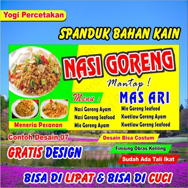 Spanduk Kain Nasi Goreng Costum Bebas Desain bisa Reques Tulisan apa saja, NASI GORENG