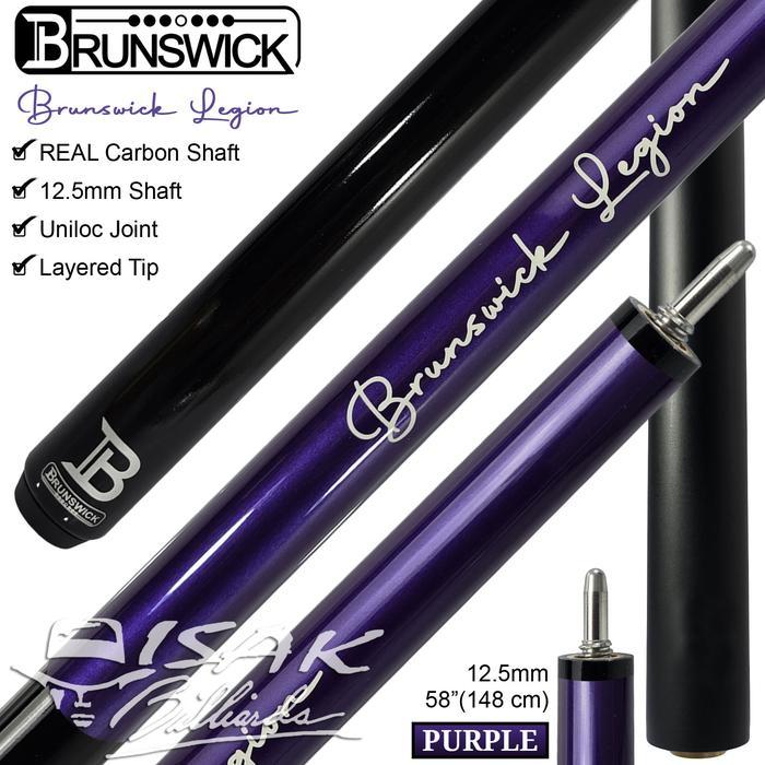 Brunswick Legion Cue Purple - REAL Carbon Shaft Uniloc Pool Stick Billiard