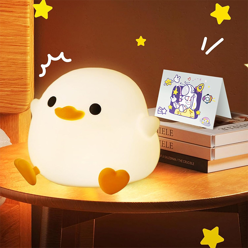 DoDo Duck Night Light, Cute Duck Lamp, Rechargeable Dimmable Nightlight, Silicone LED Bedside Lamp