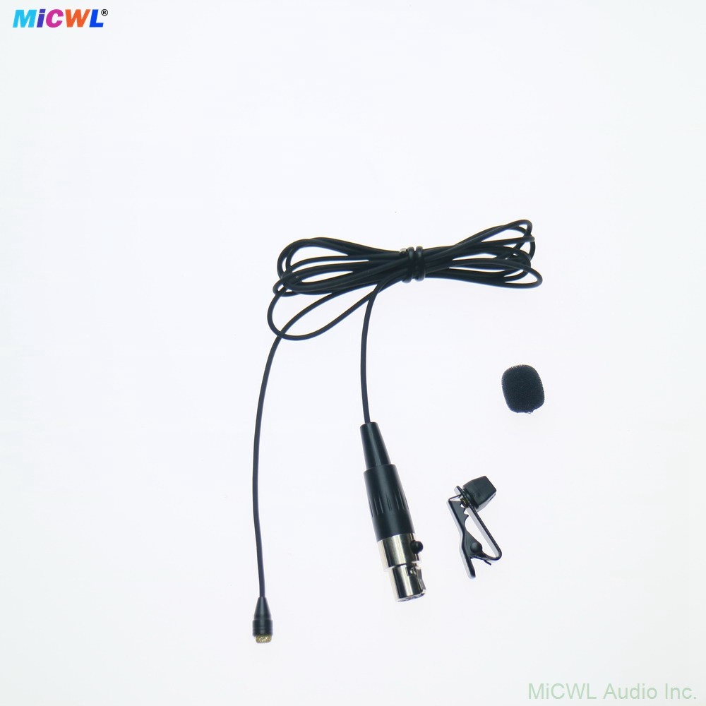 Gold Mic Head D6060 Tie Lavalier Microphone for Shure ULX SLX PGX Wireless Beltpack Mini 4Pin TA4F