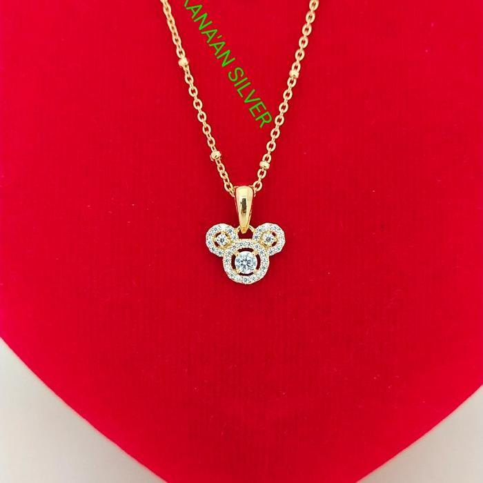 READY Kalung Anak Jedar+liontin mickey Rose gold Perak 925 Lapis Emas Kuning