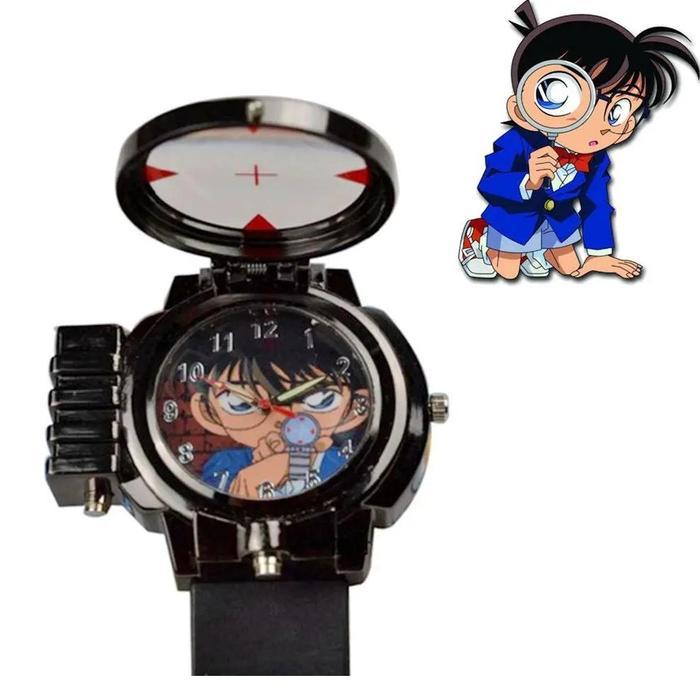 New 1 Pcs Anime Quartz Watches Detective Conan Action Figures Can Launch LED Light Tag Detective
