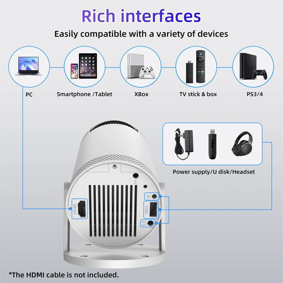 Home theater outdoor portable projector Transpeed Android 11 260ANSI projector Allwinner 713 1280 *