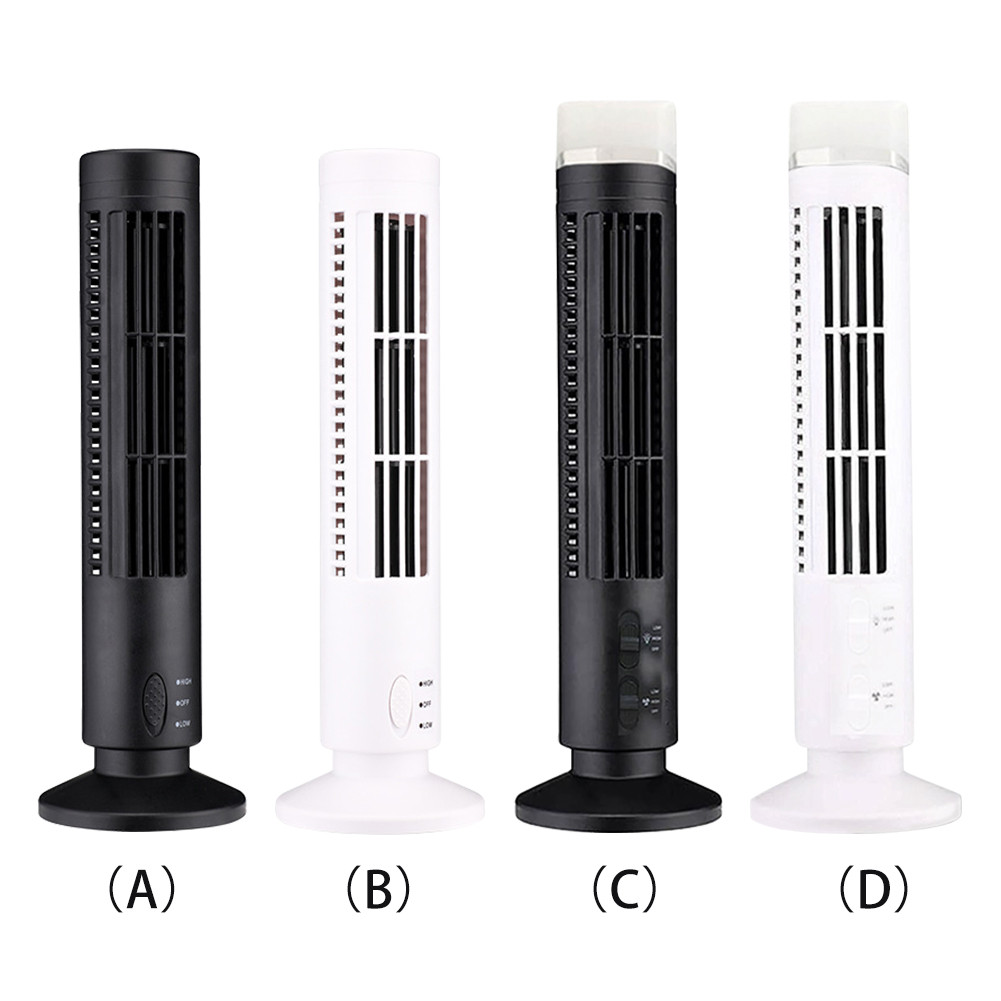 LED Tower Fan Bladeless Cooling Fan 2 Gear Speed Mini Vertical Conditioner No Leaf Air Conditioner