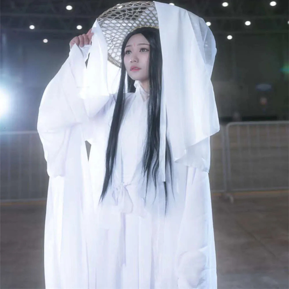 Anime Xie Lian Cosplay Costume Tian Guan Ci Fu Xielian Cosplay White Han Fu Clothes Wig Suit