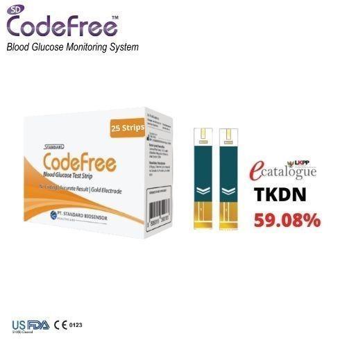 SD BIOSENSOR CODEFREE BLOOD GLUCODE TEST STRIP GULA DARAH CODEFREE ISI 25 STRIP