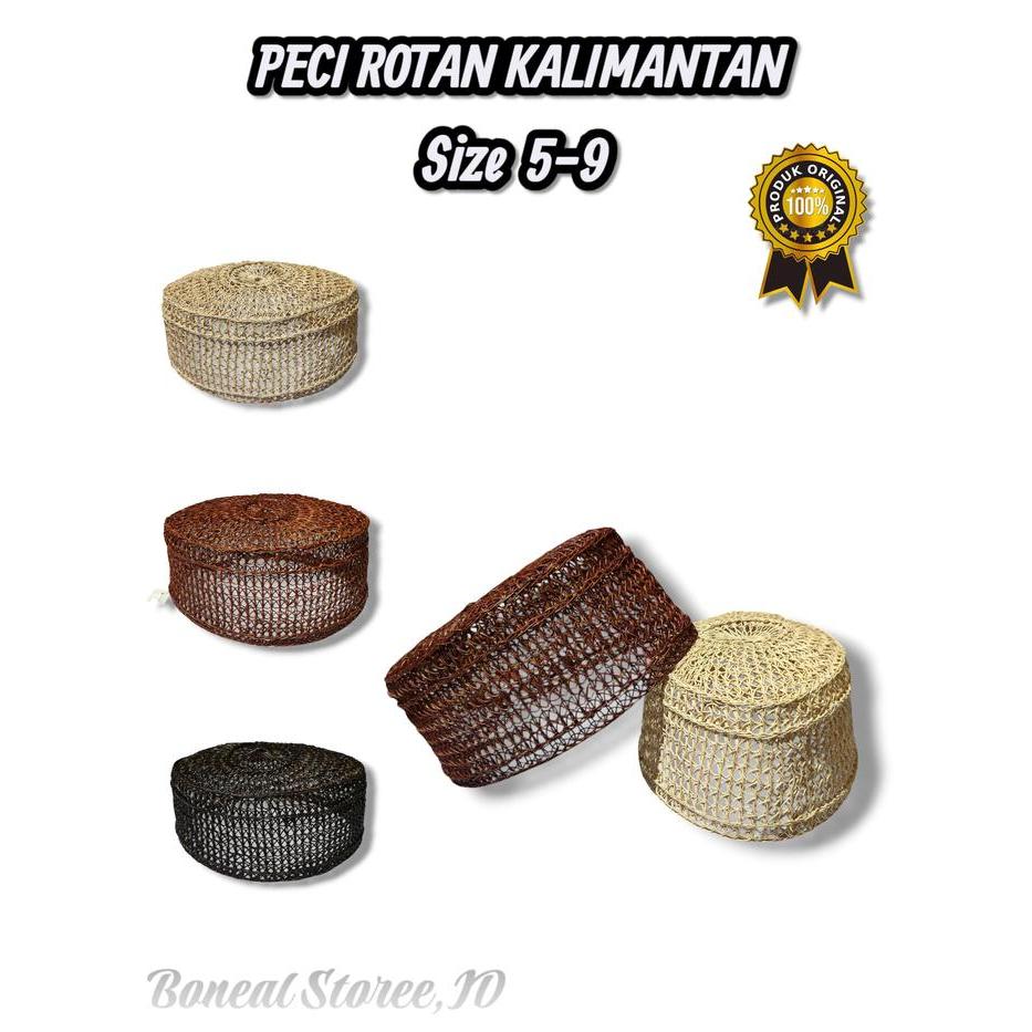 Peci Rotan Kalimantan / Peci Songkok Akar Rotan / Free Packing Kardus Rotan