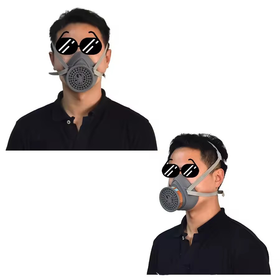 Industrial Half Face Respirator 3700 Gas Mask With Filtering Cartridge For Painting Spraying
