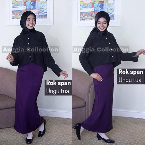 ser ROK SPAN/ROK KERJA WANITA/ROK FORMAL warna Moca khaki putih silver ungu tua cream merah Kancing