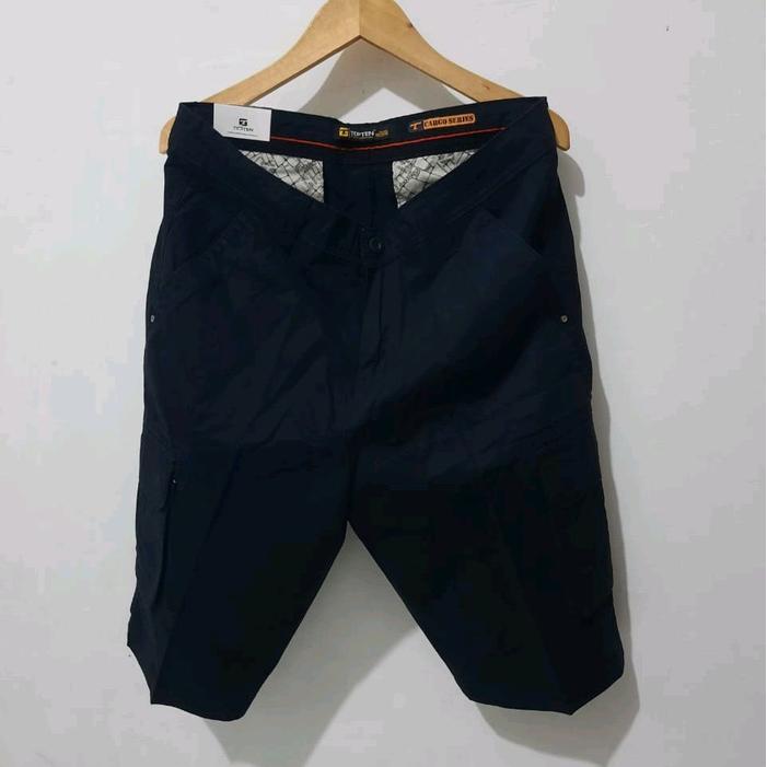 (TOPTEN) Celana Pendek Cargo Pria Brand Topten Original Hitam