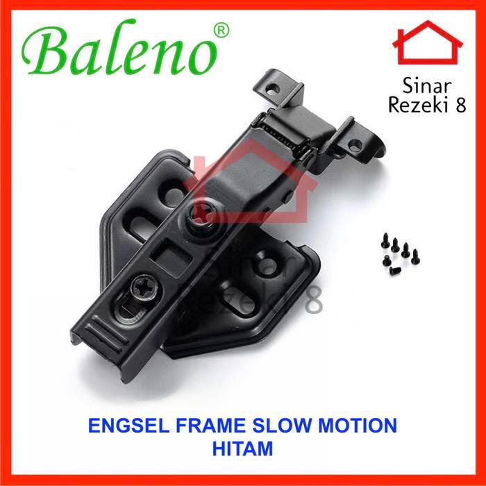 Engsel Sendok Frame Aluminium SLOW MOTION HITAM Baleno / Hidrolik Lurus Soft Close