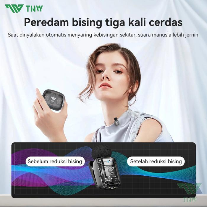 Tnw X23M Wireless Microphone Ultra-Mini Mic Mikrofon Hp Dengan Ai Voice Changer Untuk Video