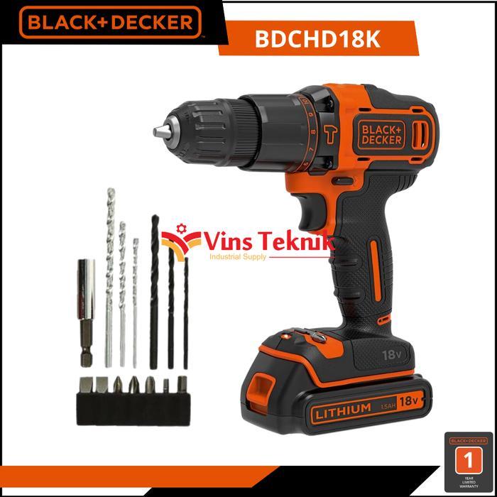 Black+Decker BDCHD18K Cordless Bor Beton Impact Drill 18V BDCHD18 K