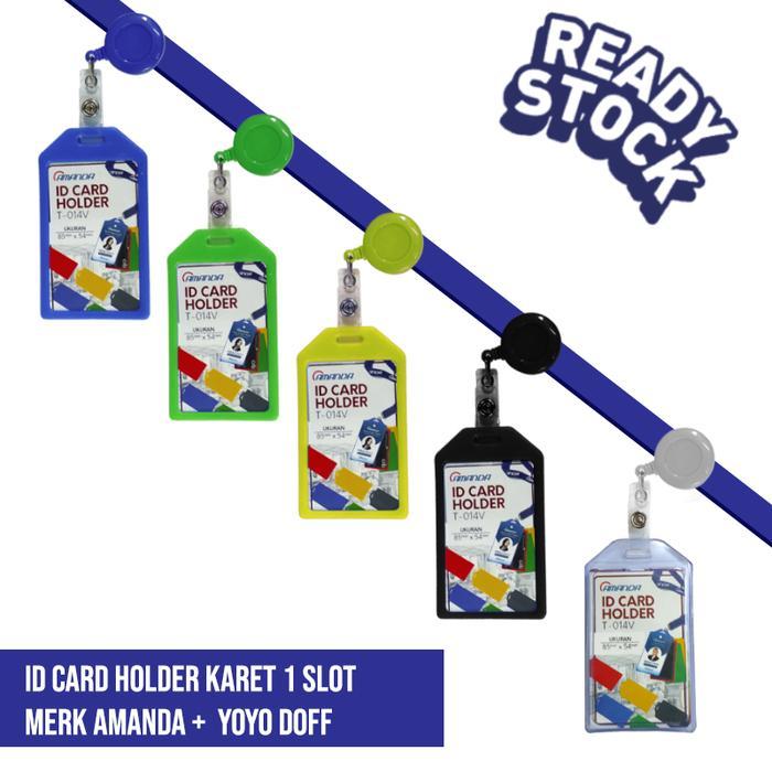 Id Card Holder Karet Merk Amanda 1 Slot + Yoyo Id Card Standart