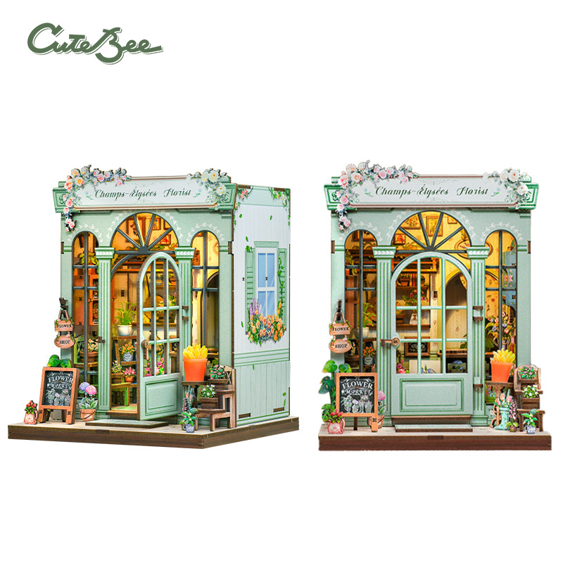CuteBee 2025 New Design Diy Book Nook Kit 3D Wooden Book Nook Miniature Book Nook Garden House 3d