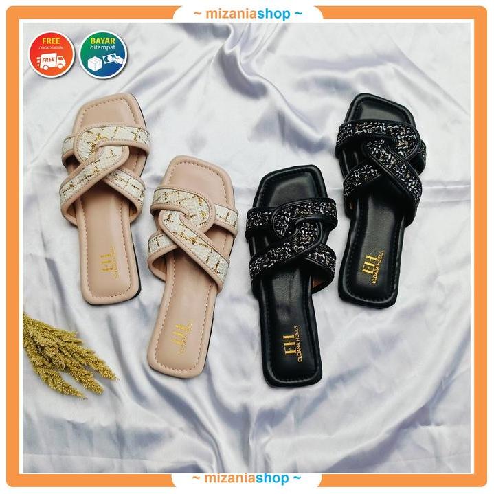 ELDARA Barbara Sandal Teplek Wanita Kekinian Slip On Kokop