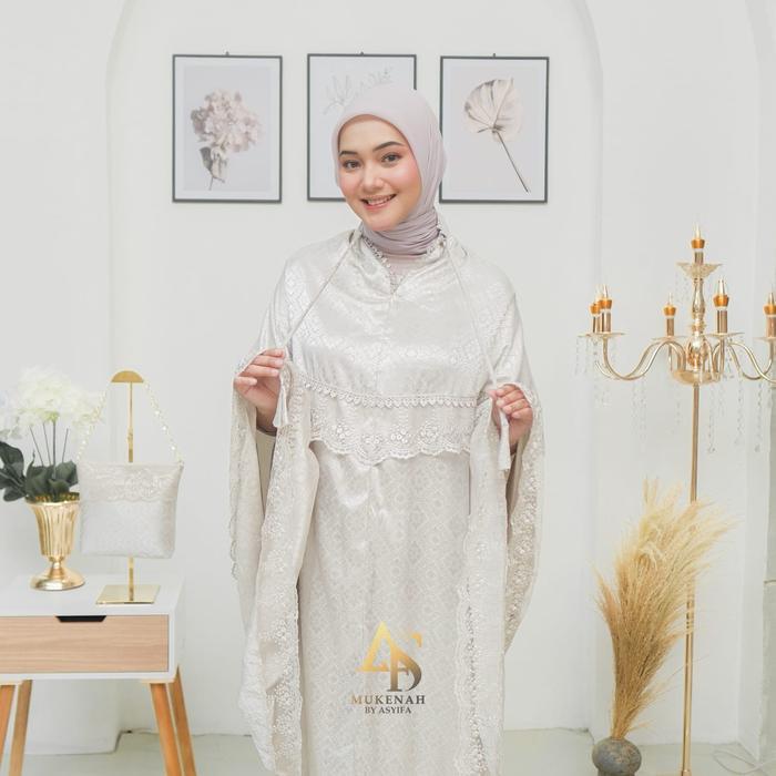 Top Asyifa Mukena Zaurah Jumbo Jaguar Silk Series Dewasa Panjang 130 cm Mewah Lembut dengan Renda