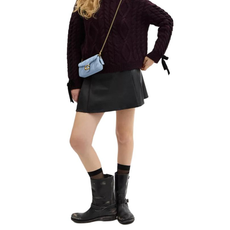 COACH Tabby Nappa Leather Shoulder Bag Small Women's Brass & Blue & Bellflower CP018-B4PUB