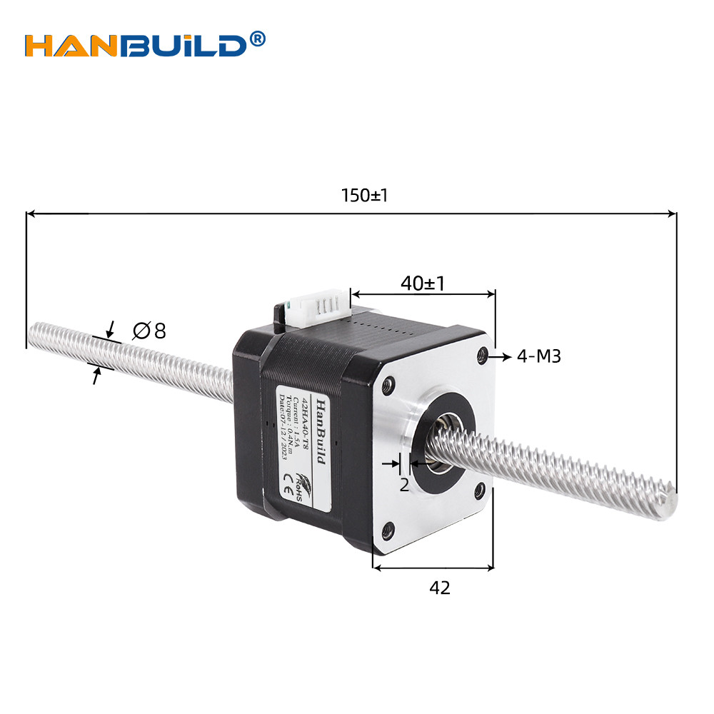 Nema 17 Through Screw Stepper Motor 42Ha40-T8*4 200Mm Linear Stepper Motor For 3D Printer Monitor