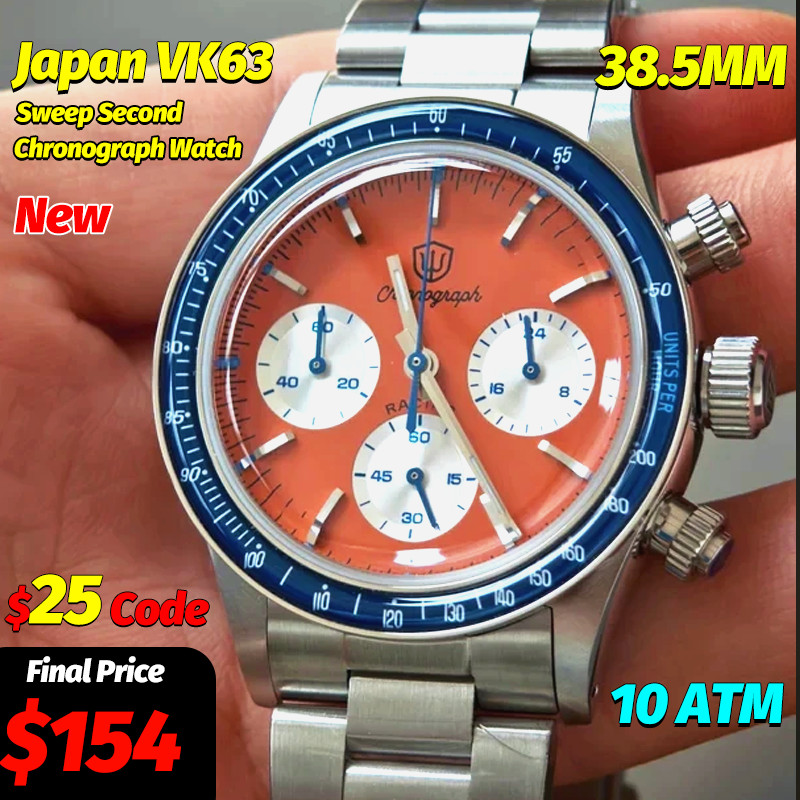 Watchdives WD6263 sports Chronograph Watch Man VK63 Multifunctional Quartz Watches Sapphire