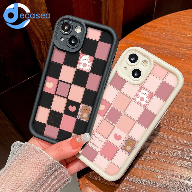 Casing Ponsel Anti Jatuh TPU Beruang Kecil Jaringan Blok Hadiah Liburan HP Casing Untuk VIVO Y81 Y81