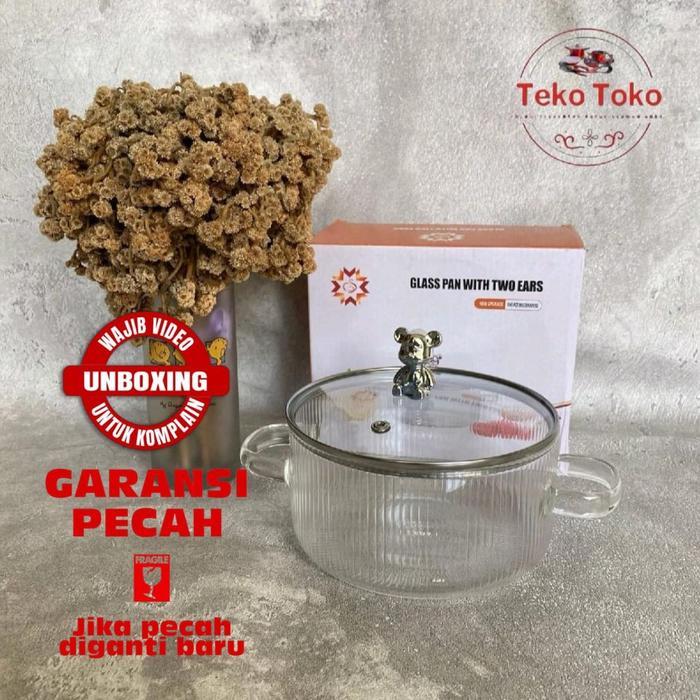 Panci Kaca Bening Tutup Beruang Kitchenware