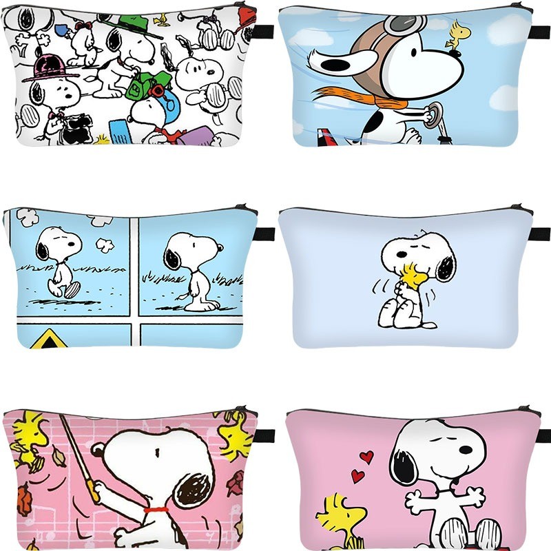 Snoopy Cute Cartoon Makeup Bag for Women Portable Travel Cosmetic Bags Zipper Toiletry Washing Pouch