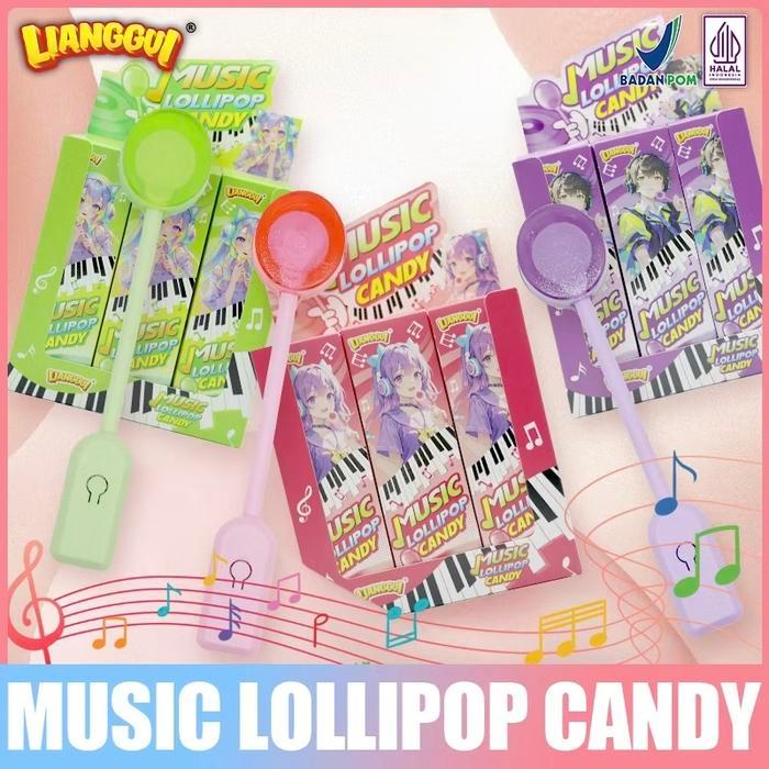 [Halal] Lianggui Permen Music Lollipop Candy Rasa Apel, Anggur, Stroberi Varian Isi 1 Pcs & 9 Pcs
