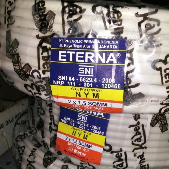 Kabel Eterna 2X1,5 Nym Kawat Putih / Kabel Listrik / Kabel Roll