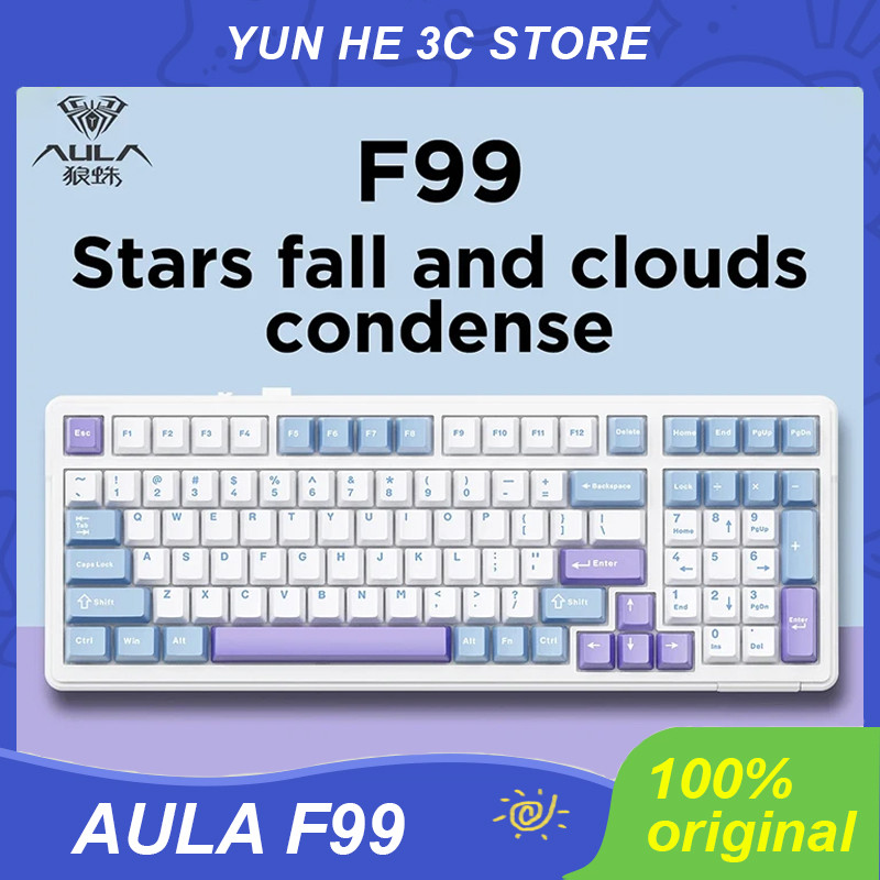 PROMO HARI INI  Aula F99 Mechanical Keyboard Bluetooth 5.0/2.4g Wireless/Wired Hot Swap Gasket Pbt K