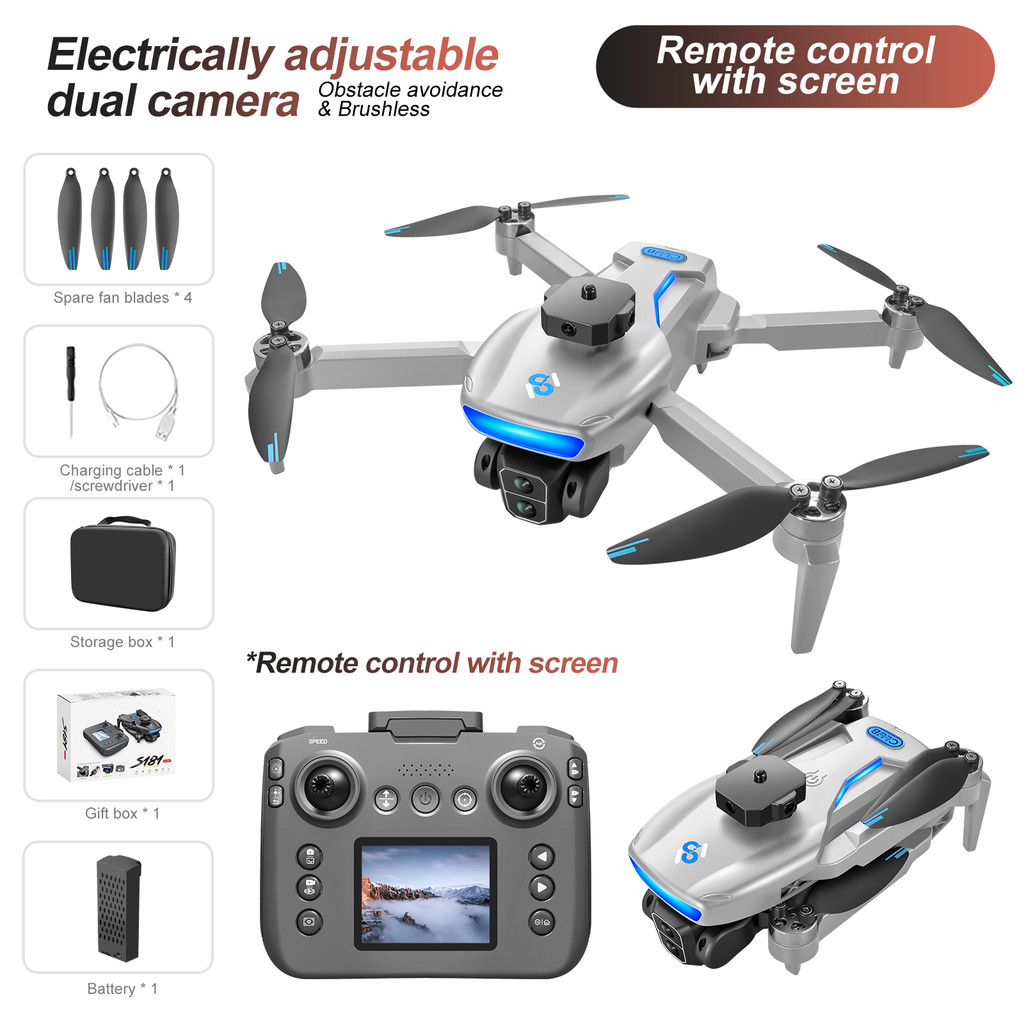 Foldable Brushless RC Drone Quadcopter Dual Camera UAV Large Screen Control WIFI Drone Obstacle