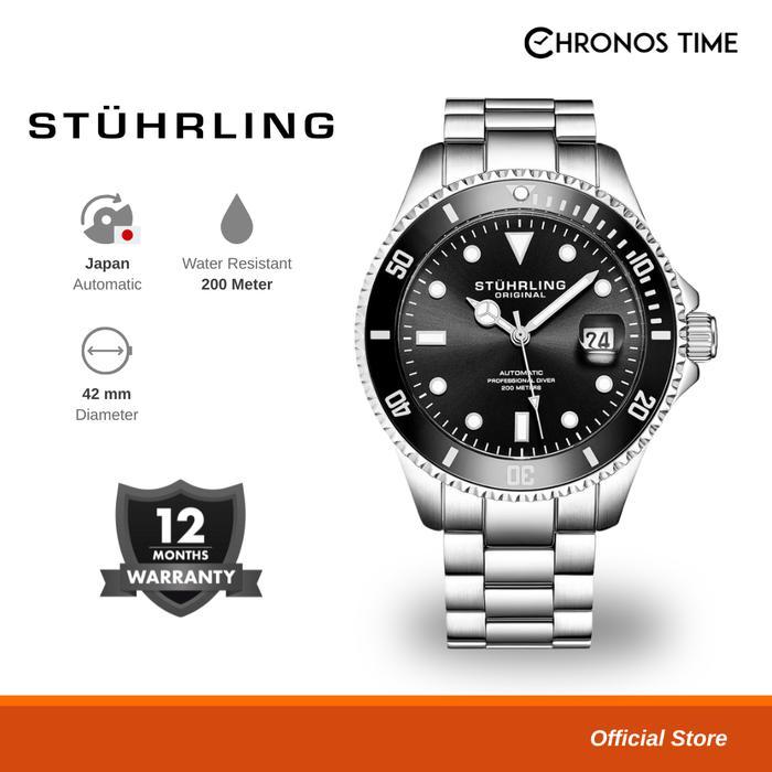 ORIGINAL Jam Tangan Pria Swiss Automatic Diver Stuhrling Regatta 792-01 READY STOCK