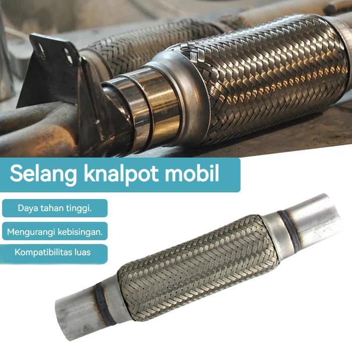 Pipa Penghubung Knalpot Stainless Steel Peredam Suara Mobil - Fleksibel dan Tahan Lama, Cocok untuk