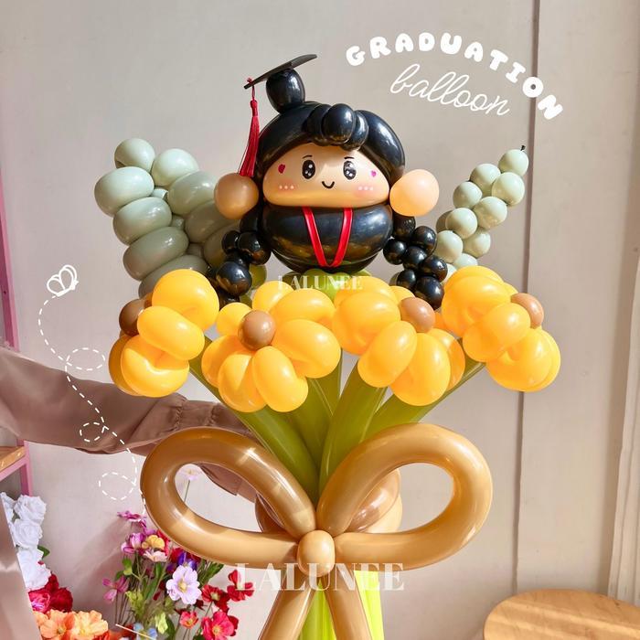 Balon Graduation Bouquet / Bunga Balon Wisuda / Hadiah Kelulusan / Balloon Twist
