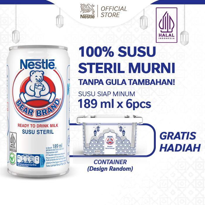 BEAR BRAND Milk White 189ml 6pcs Free Container Ramadhan