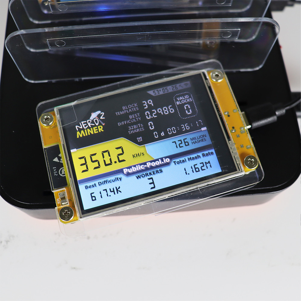 NerdMiner V2 USB Bitcoin Miner 370KH/S Mini BTC Solo Lottery Crypto Miner with 2.8 Inch Smart