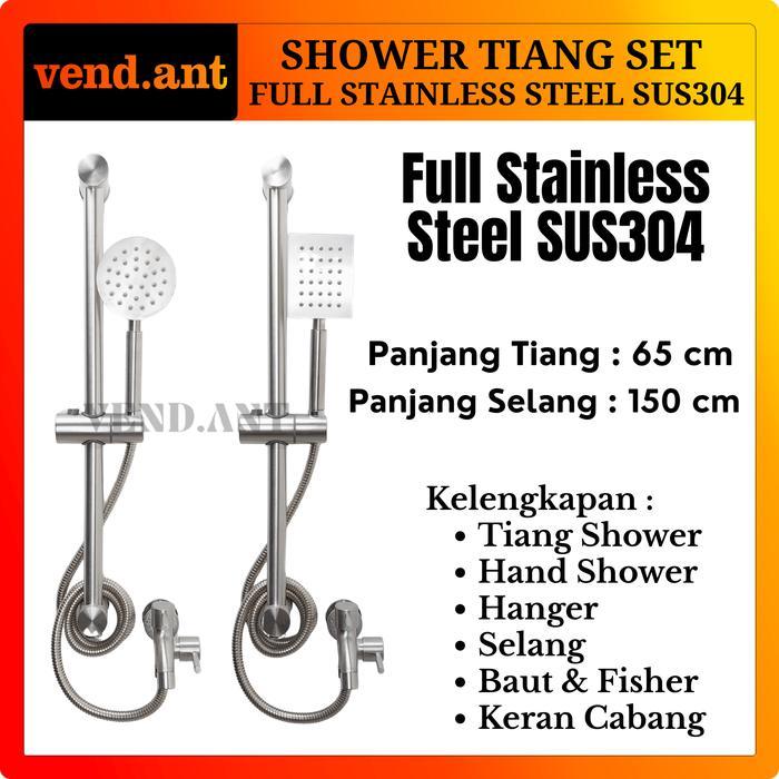 Paloma - Paket Shower Tiang Hand Shower Set Kamar Mandi Lengkap Keran Cabang Minimalis Stainless
