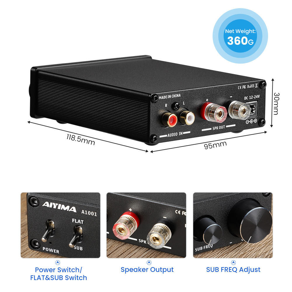 AIYIMA Audio A1001 Subwoofer Amplifiers 100W TPA3116 Mono Power Amplifier Speaker Sound Amplificador