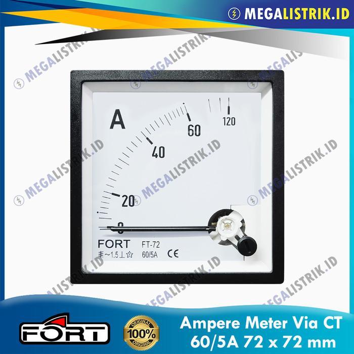 GHM - Fort Ampere Meter 60/5A 72X72 FT-72A / Panel Meter Via CT 60A / 60 Ampere 72 X 72 FT72A