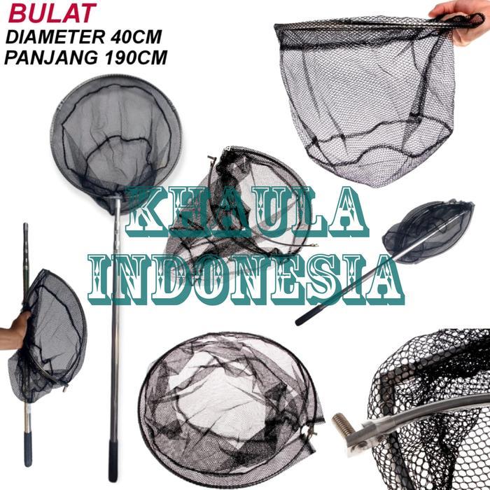 Serokan Jaring Ikan Lipat Teleskopik Portable Mancing Besar - Bulat