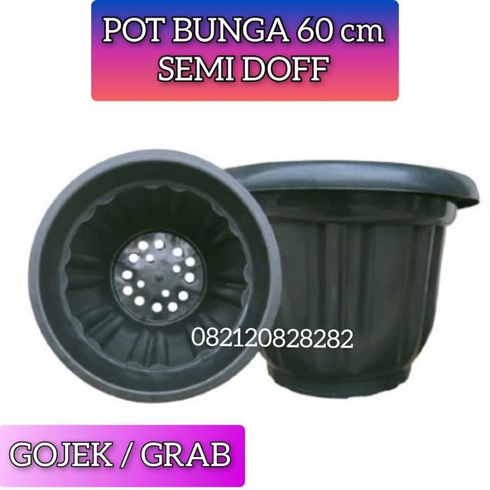 Pot Tanaman Besar 60Cm Semi Doff / Pot Bunga Jumbo Hitam 60 Cm
