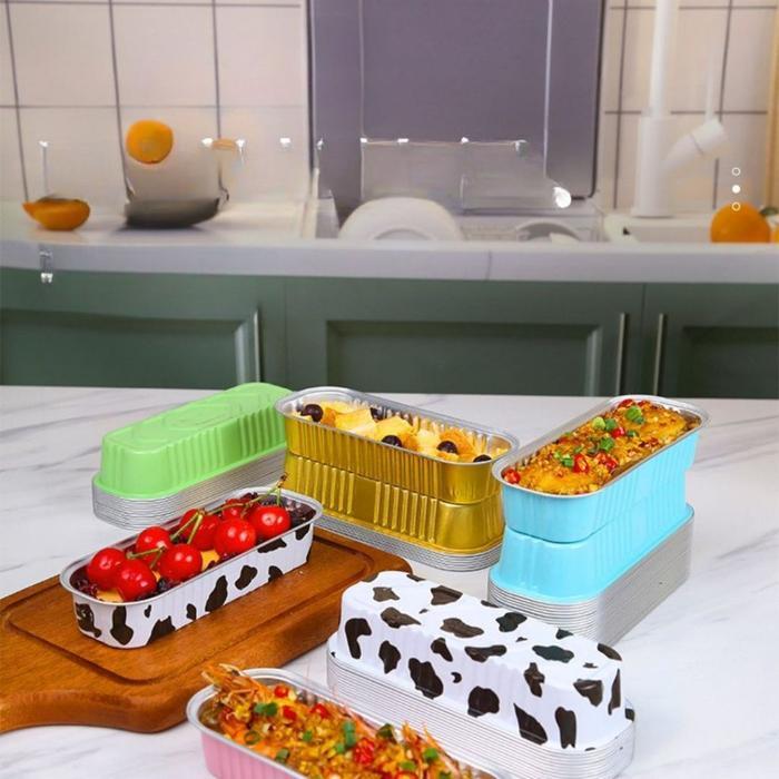 10 Pcs Tray Alumunium Foil Persegi Panjang + Tutupan Mika 200Ml / Mika Dessert / Mika Aluminium Oven