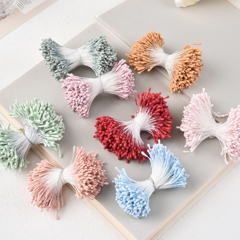 400 PCs Waterdrop Artificial Pistil Colorful Plastic Peach Apricot Blossom Silk Flowers Pistil 6CM P