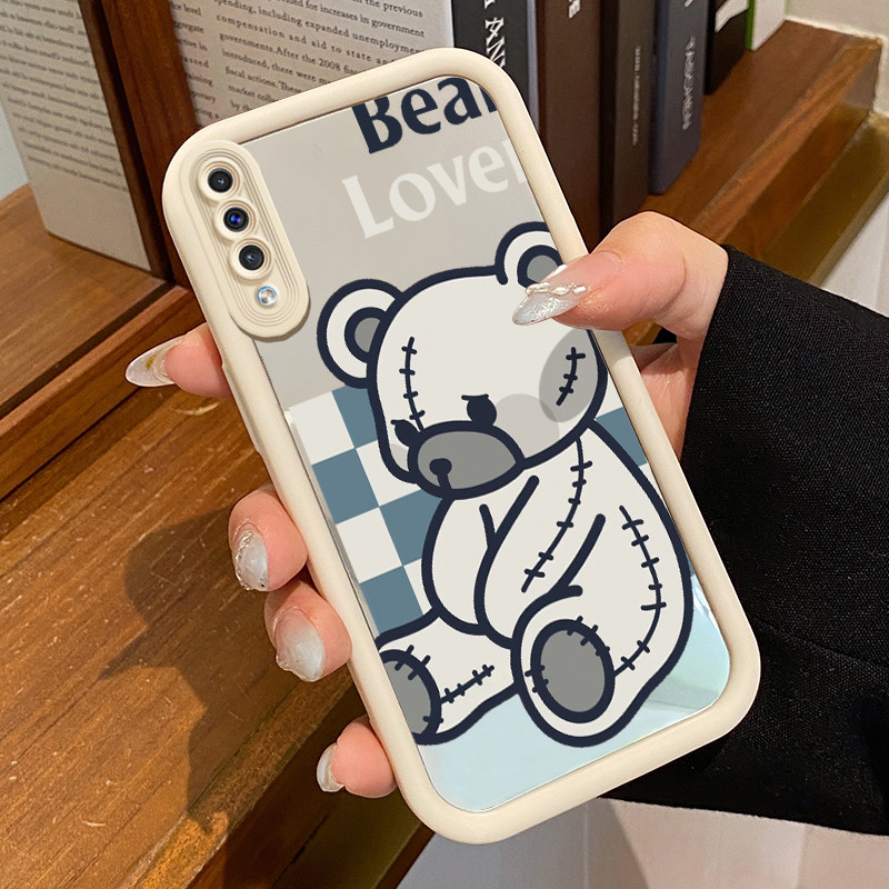 Casing Hp Samsung Galaxy A50 A50s A30s Case Casing Beruang yang rusak Pola Kasus cermin tangga Kasus