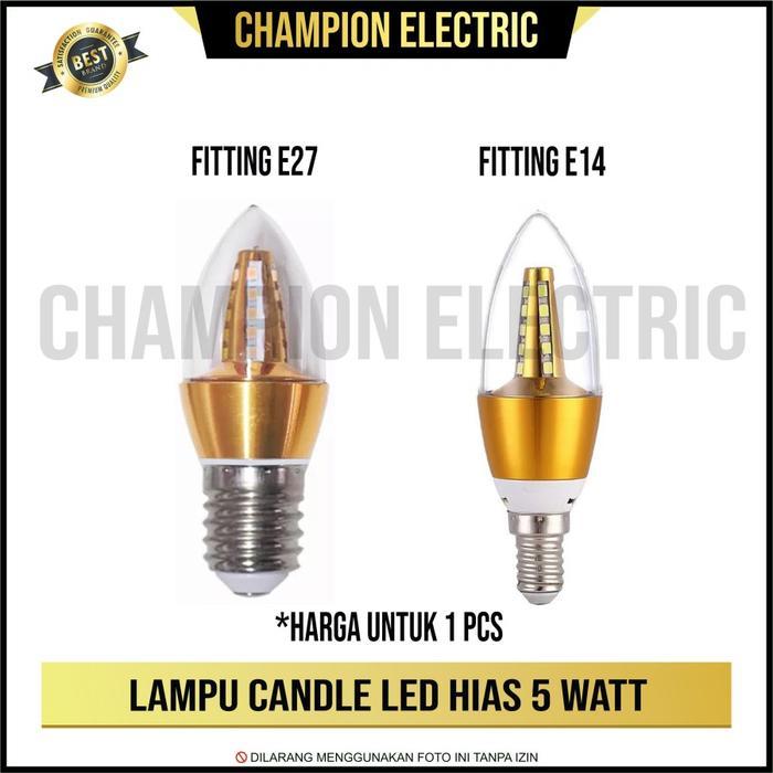 Lampu LED Candle Lilin Hias Gantung 5W Bohlam Fitting E27 E14