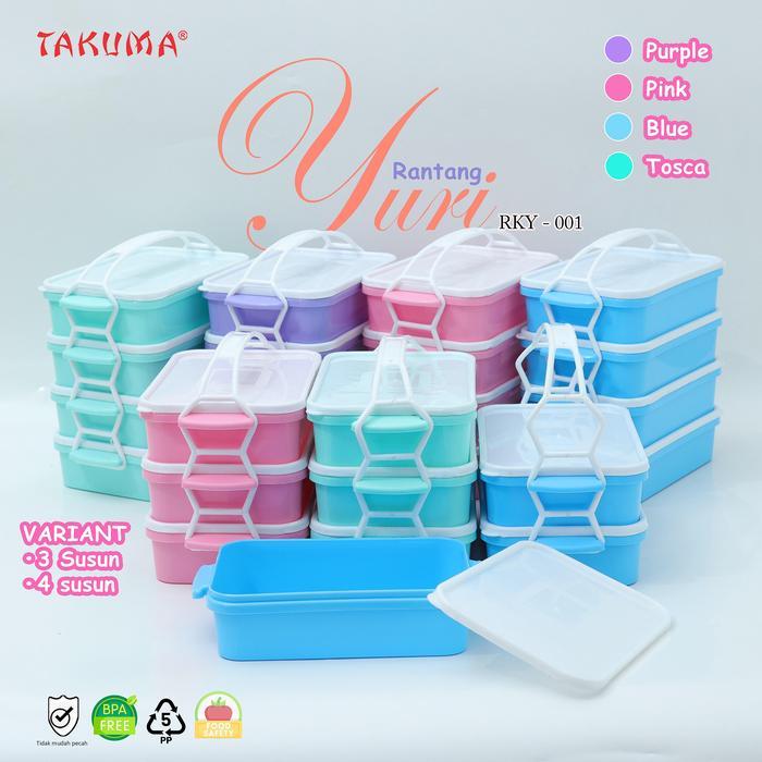 Rantang Susun Yuri - TAKUMA Plastik Warna Ungu Pink Biru Hijau untuk Lauk Kitchenware