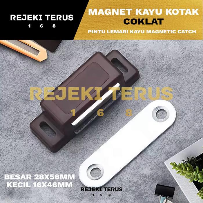 Magnet Kayu Kotak BESAR/KECIL Coklat Pintu Lemari Kayu Magnetic Catch
