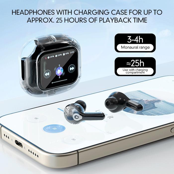 TWS INTELLIGENT TOUCH COLOR SCREEN WIRELESS BLUETOOTH 5.4 EARPHONES CRYSTAL CALL EARPHONES TWS