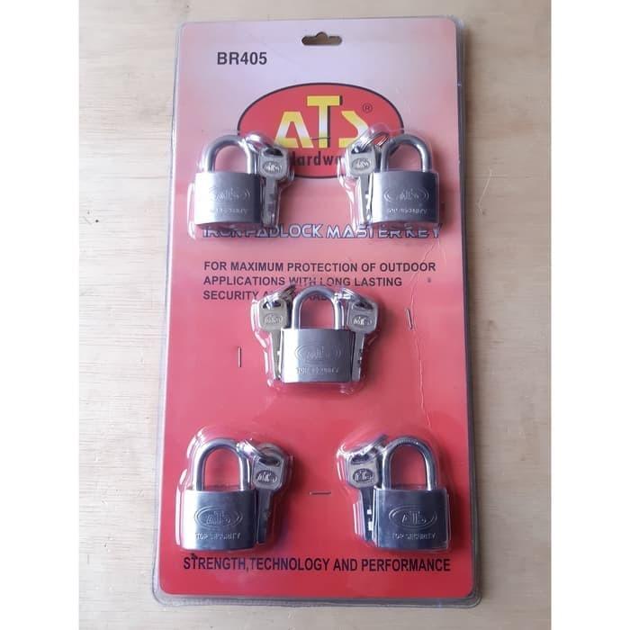 ATS GEMBOK SET ISI 5 PCS 40 MM GEMBOK PAGAR TOKO MASTER KEY SET RUMAH