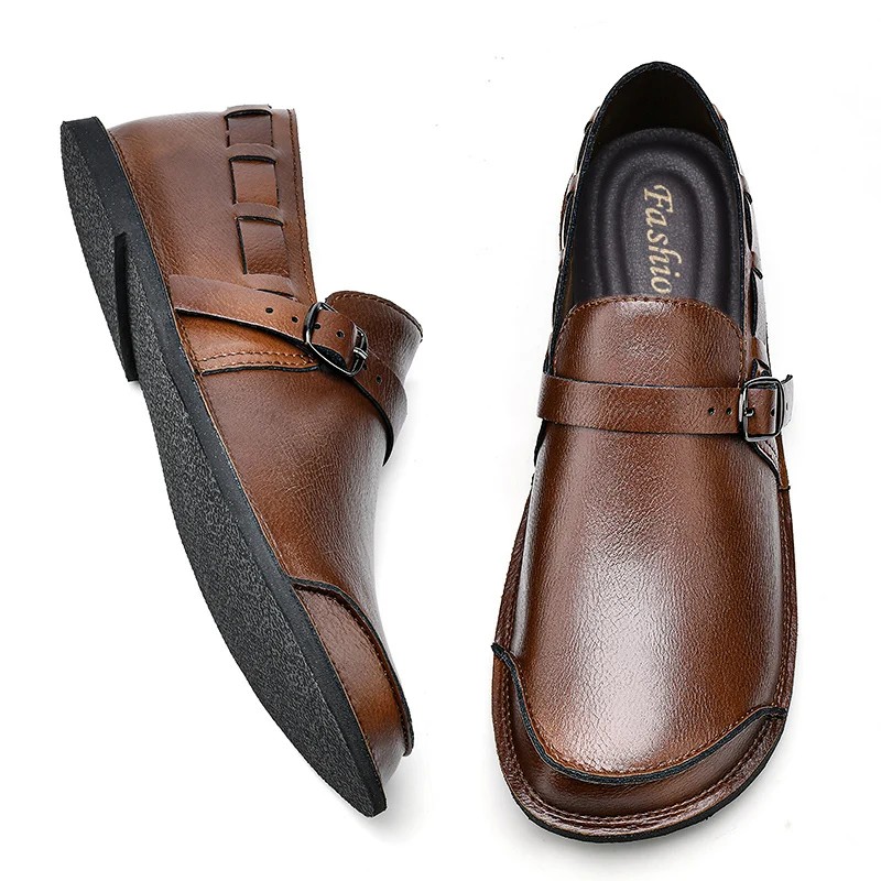Sepatu Loafers Pria Gaya British Nyaman untuk Formal dan Kasual, Bahan Kulit Asli, Anti Slip, Slip O